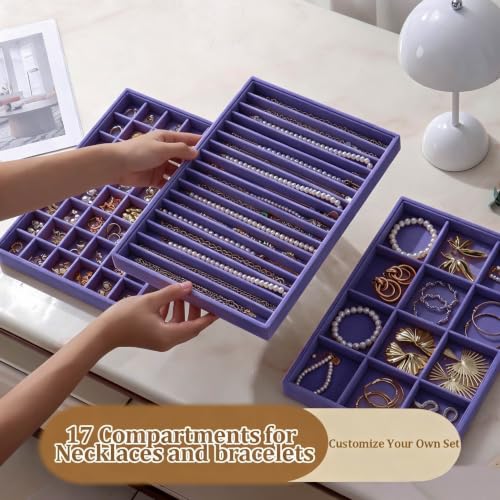 Image of Large Velvet Jewelry Tray Display Drawer Inserts 2 Pack