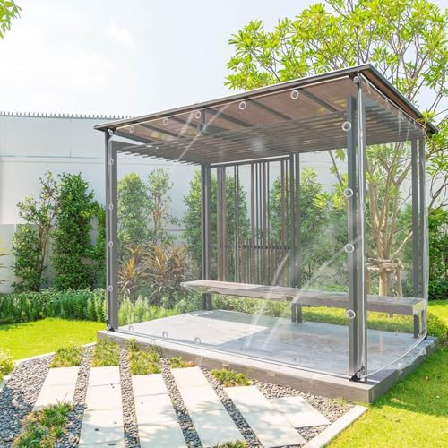 Couverture de balcon avec œillets transparente pour protéger le patio
