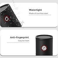 Vista 5 de Bote de basura negro de 2.4 galones con tapa, tapa oscilante, cubo doble, papelera pequeña, cubo de basura moderno para baño, dormitorio, oficina