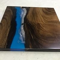 Vista 141 de Mesa de epoxi transparente, mesa de sofá con forma cuadrada, mesa auxiliar de resina de madera, mesa de centro de madera con borde natural para sala