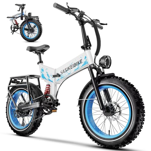 Ihahvc Folding 52V 20Ah Removabke Battery Electric Bike 1500W Peak Motor 20'' Fat Tire Mountain Commuter 30MPH Ebike Motorcycle Range 70 Miles UL Certified Adult Electric Dirt Bike with 7-Speed