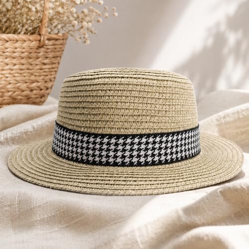 Image of VRITRAZ Kids Straw Hat for Baby Boys & Girls | Printed Summer Sun Hat, Woven Wide Brim Beach Cap, Lightweight Breathable Holiday, Travel, Fancy Dress Fashion Hat for Children & Toddler (2-6 Year)