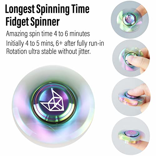 Image of FREELOVE Premium Metal Fidget Spinner for Adults, Stainless Steel Heavy Silent Spinner with Precision Bearing, Small Office Desk Toy & EDC for Stress Relief Focus ADHD, Rainbow