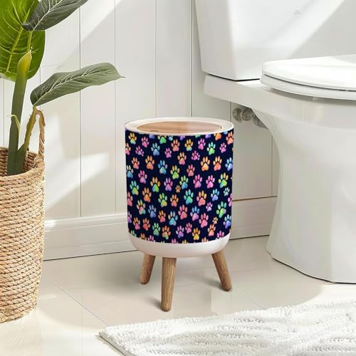 Papelera pequeña redonda con tapa y diseño colorido 7L miniatura 3