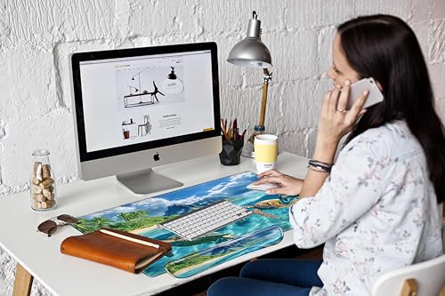 Image of 36x24 Desk Mat Sea Turtle Mouse Pad Oversized Huge Mousepad Gaming XXXL Extra Large Desk Pad Giant Computer Mat with Stitched Edges Non-Slip Rubber Base for Office Work Home Game