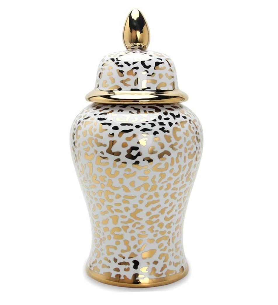 Habrur A Ginger Jar Vase Jar Decorative Jars Gold Ginger Jar With Lid Ceramic Ginger Vase Decorative Porcelain Flowerpot Jars Temple Jar With Lids Ginger Jars For Home Decor ( Color : Size : 18*36Cm )