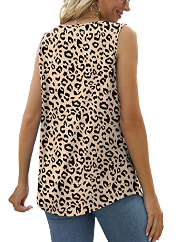 Image of Saloogoe Summer Tank Tops for Women Loose Fit Pleated Square Neck Sleeveless Tops Curved Hem Flowy