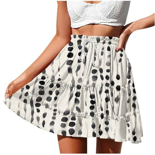 Women's Floral Summer Skirts High Waisted Casual Mini Skirts A Line Boho Beach Skirts Short Tiered Skirt for Vacation