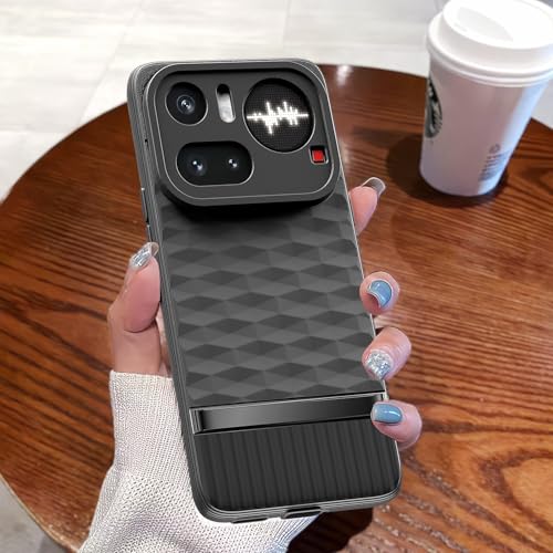 Image of Pikkme Back Cover for Nothing Phone 4a Pro 5G Camera Protection 3D Hexa Cube Design Silicone Protective Bumper Case (Black)