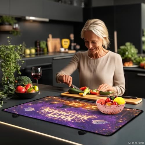 Image of Happy Halloween 2026 Induction Stove Top Cover Protector Multipurpose Flat Top Stove Cover Mat Universal Stove Top Cover for Electric Cooktop Mat Holiday Kitchen Decor, 29 x 21 Inch
