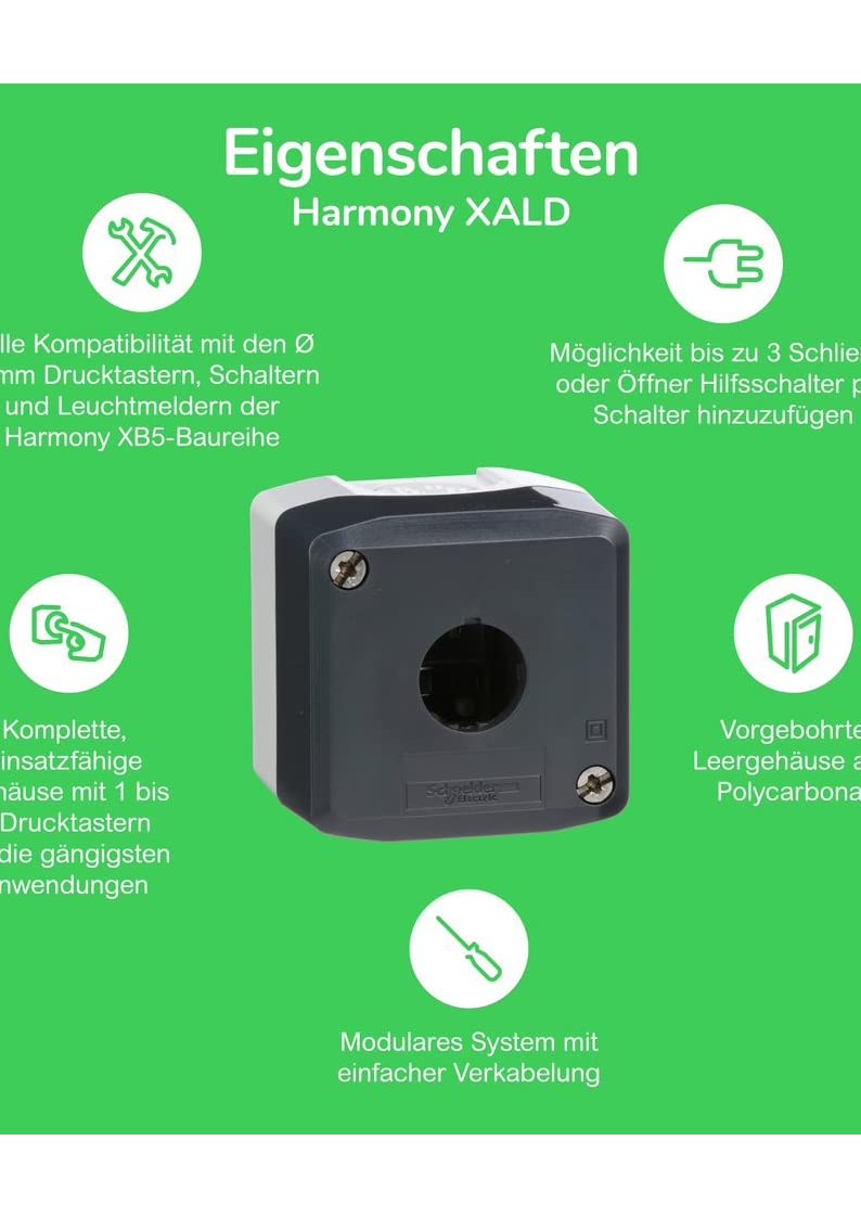 Schneider Electric Stacja sterująca, Harmony XALD, XALK, plastik, ciemnoszara pokrywa, 1 przełącznik wyboru, standardowy uchwyt 22 mm, 1NO