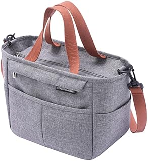 Vaupan Large Insulated Lunch Bag for Women Men, Reusable Lunch Box for School Office Work Picnic Beach, Leakproof Cooler Lunch Tote Bag with Bottle Holder Adjustable Shoulder Strap for Adult (Grey)
