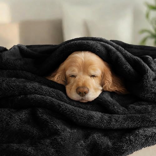 Image of Exclusivo Mezcla Plush Fuzzy Fleece Bed Blanket Twin Size, Super Soft, Fluffy and Warm Blankets for Couch, Bed, All Season (Black, 90x66 inches)