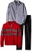 Nautica Baby Boys' Zip Sweater, Long Sleeve Shirt, and Denim Pant Set, Red Rouge, 18 Months