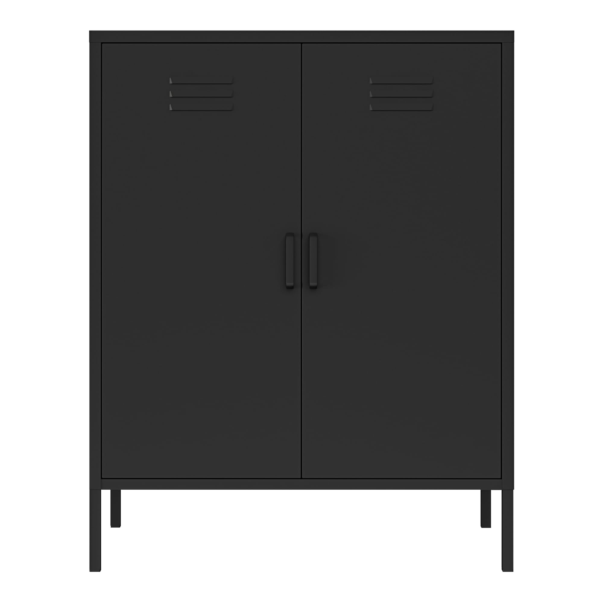 [en.casa] Aktenschrank Pyhäranta Metallschrank mit 2 Türen Büroschrank 102 x 80 x 40 cm Mehrzweckschrank Stahl Schwarz matt