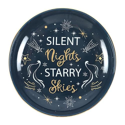 Starry Skies Trinket Dish | Celestial Ceramic Dish with Golden Stars | Night Sky Ring Tray or Gift