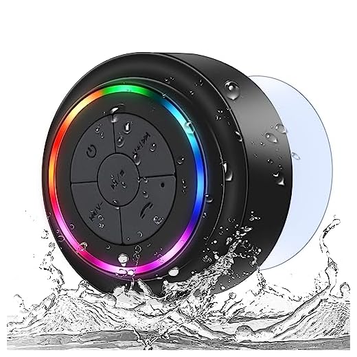 Bluetooth Shower Speaker, Portable Bluetooth Wireless Waterproof Speaker for Pool, Floating IP67 LED Light Bathroom Speaker with Suction Cup, Built in Mic, for Camping Beach Travel