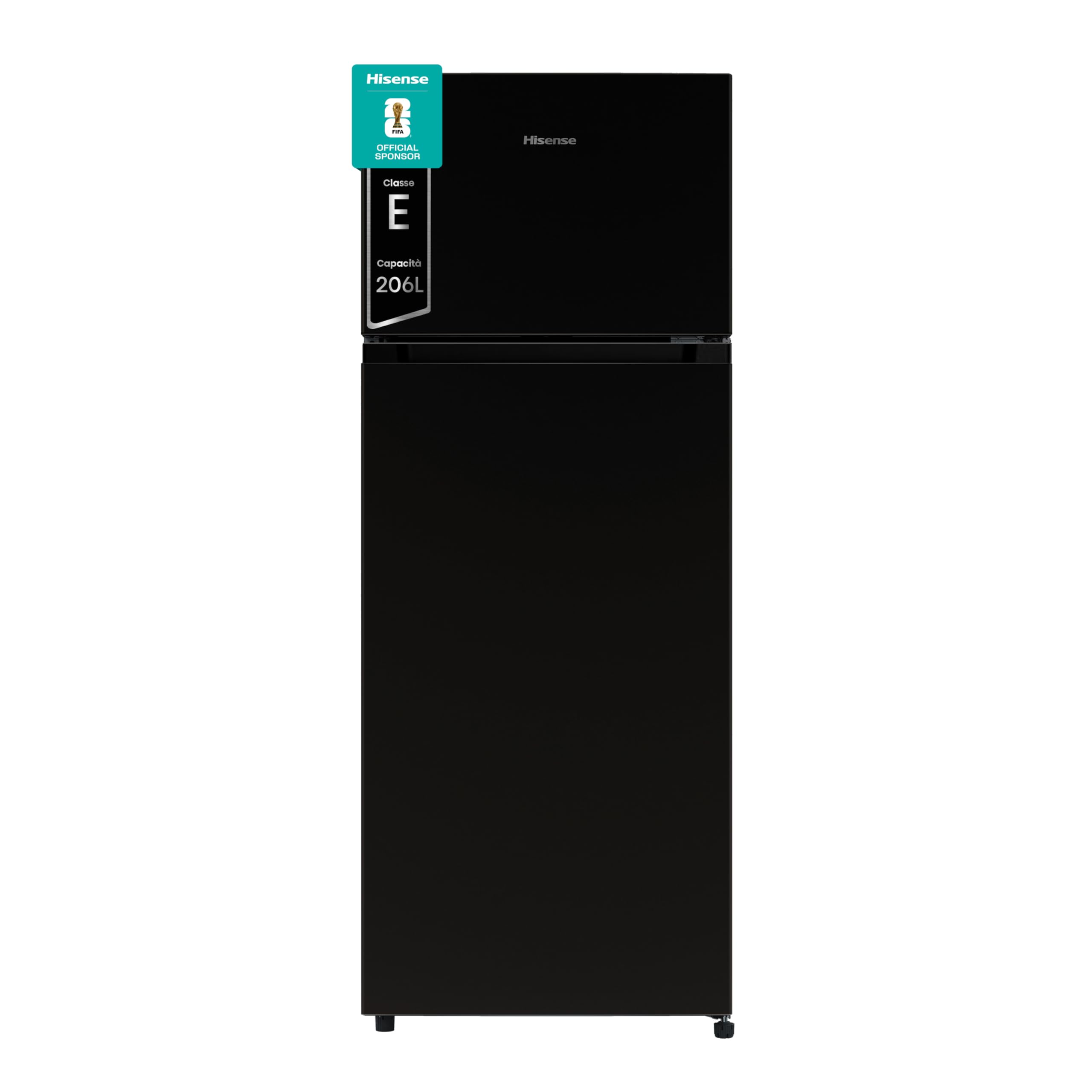 Hisense MTM55205EB Frigorifero Doppia Porta, Libera installazione, Capacità netta 206 L, Nero, Illuminazione Led, Porte reversibili, Ripiani in vetro modulari, 143.4 x‎ 54.2 x 55 cm