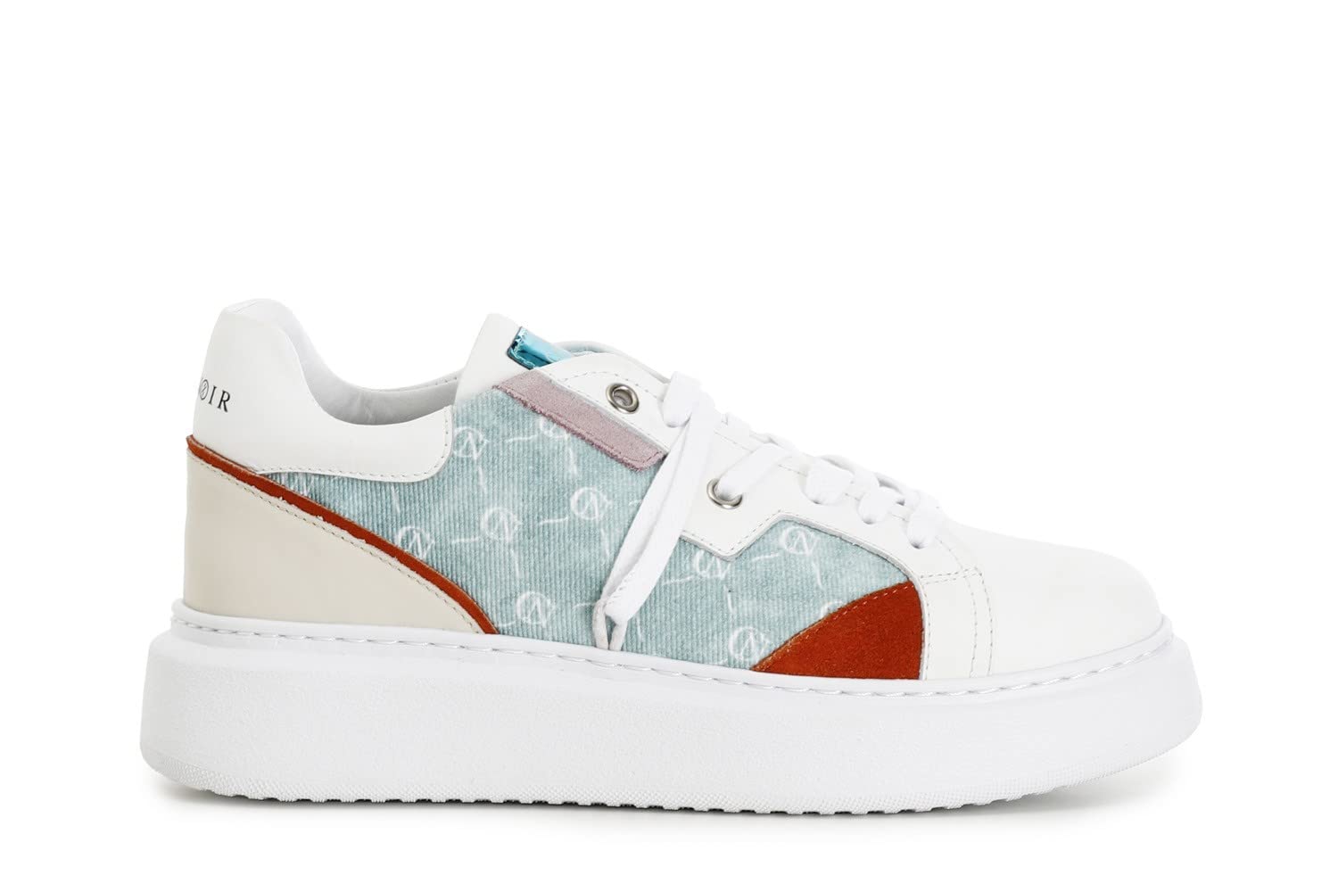 Sneakers en tissu et cuir multi turchese de qualité premium italienne