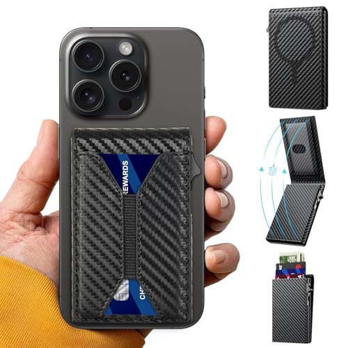 for Mag-Safe Wallet for Men/Women, Wallet with Magnetic for iPhone, RFID Blocking Slim Cash Credit Card Holder, Wallet for iPhone 16/15/14/13/12 Series (Black