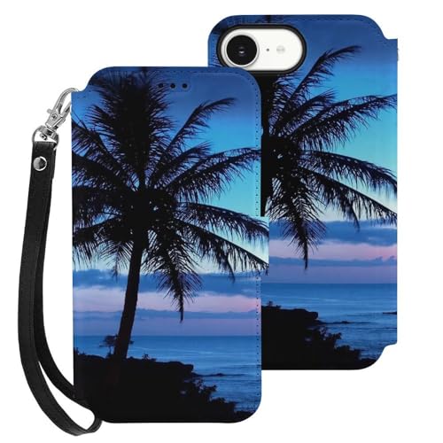 iPhone 16 E用 ケース 手帳型 ハワイアン ハワイ 海 Iphone16用カバー アイフォン16 用 ケース スマホケース おしゃれ 人気 財布型 PUレザー 携帯カバー カード収納 スタンド機能