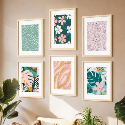 Image of NoWorries Pestal Colors Wall Framed Paintings for Home decor - Modern art wall frames for wall decor (Pattern-Minimal art) (17x25inches Multicolor) Set of 6 (ART-2)