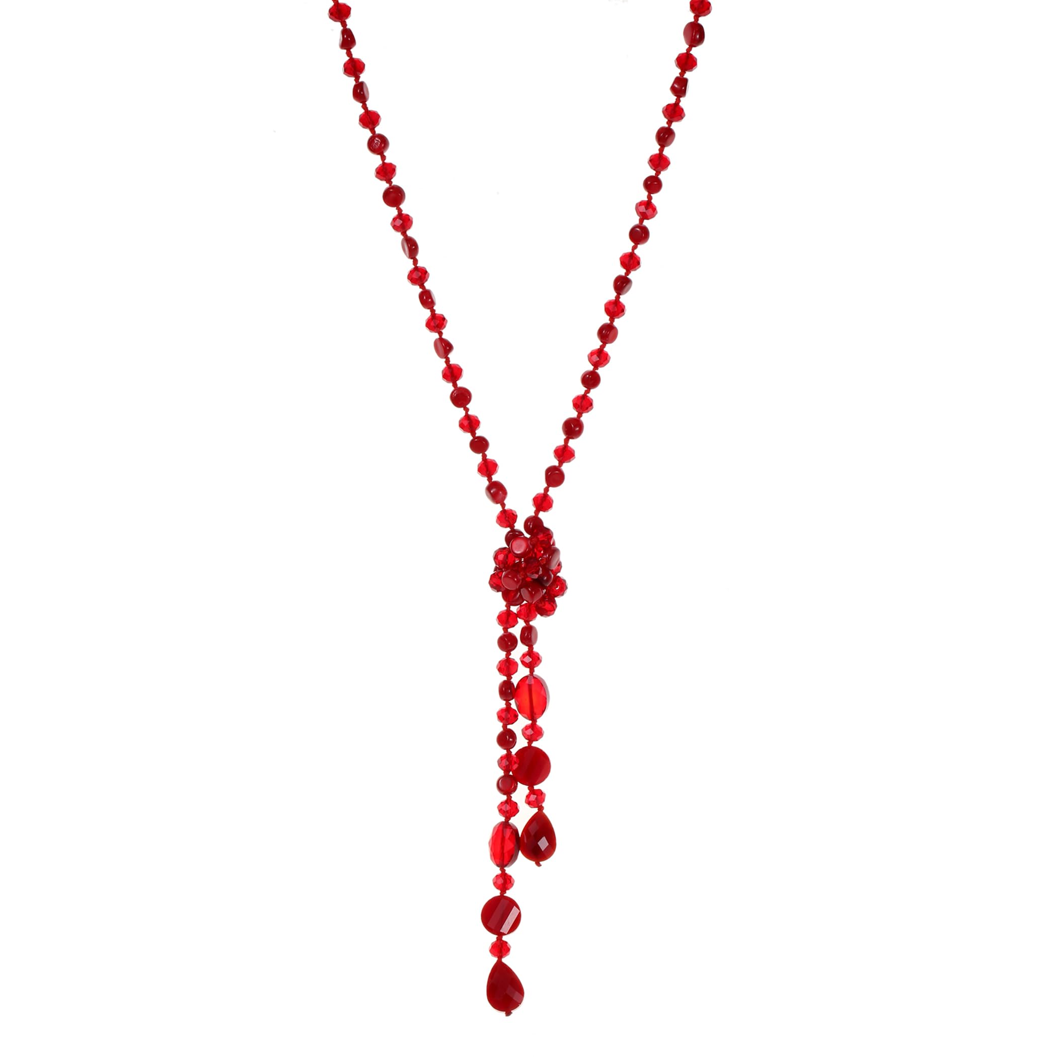 Rosslyons Fashion Beads Knotted Necklace Long Strand With Dangling Accents Sparkly Teardrop Crystal Handmade Wrap Beaded Necklaces for Women Fashion