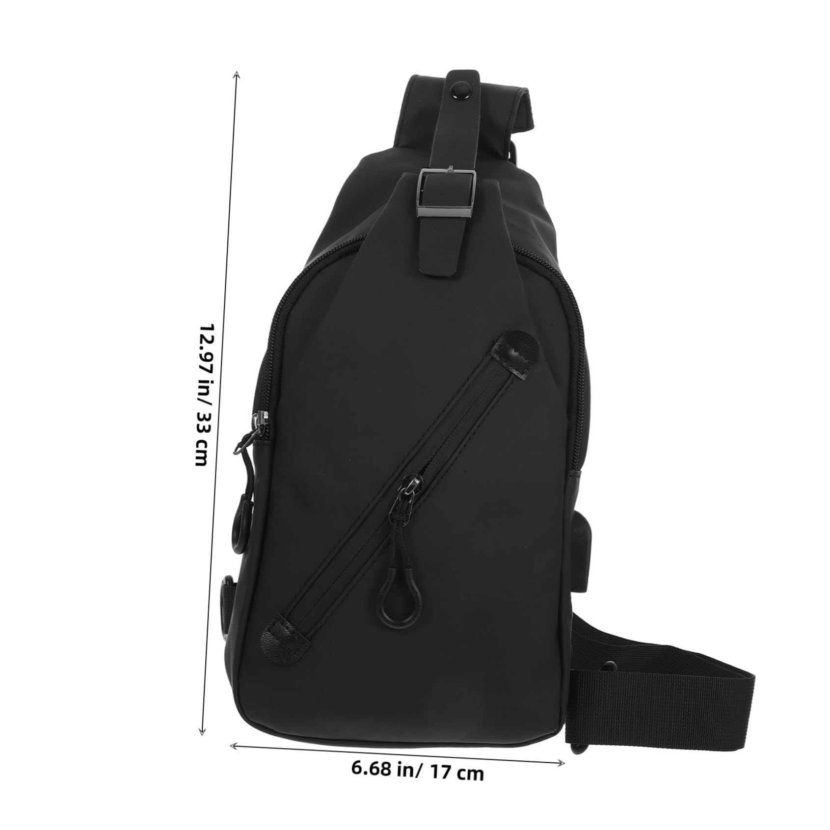 Gatuida Bolso Bandolera Para Hombre Puerto Usb Funcional Bolsa De Pecho Deportiva Negra Para Uso Diario y Outdoor Tamaño Compacto