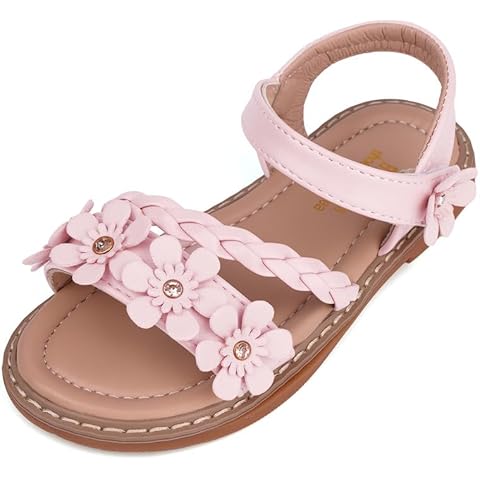 ANBIWANGLUO Girls Pink Flower Sandals Cover