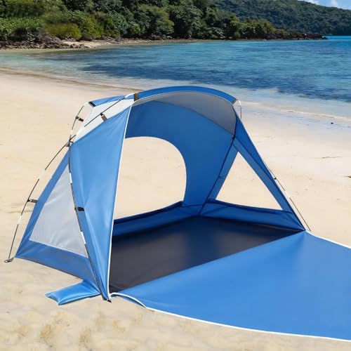 Beach Tent, Portable Sun Shelter for 2/3/4/6-8 Person with UPF 50+ UV Protection, Easy Setup Waterproof Beach Shade Canopy Cabana for Family Outdoor and Picnics, Fishing with Carrying Bag