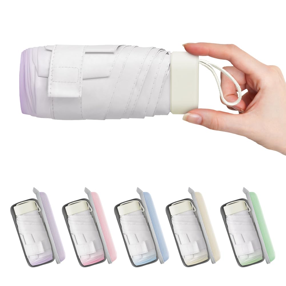 Aolso Mini Ombrello, Ombrello pioggia pieghevole da Viaggio, Ombrelli da Tasca, Ombrelli Ultraleggero Portatile, UPF>50+ Ombrellino da Sole/Pioggia