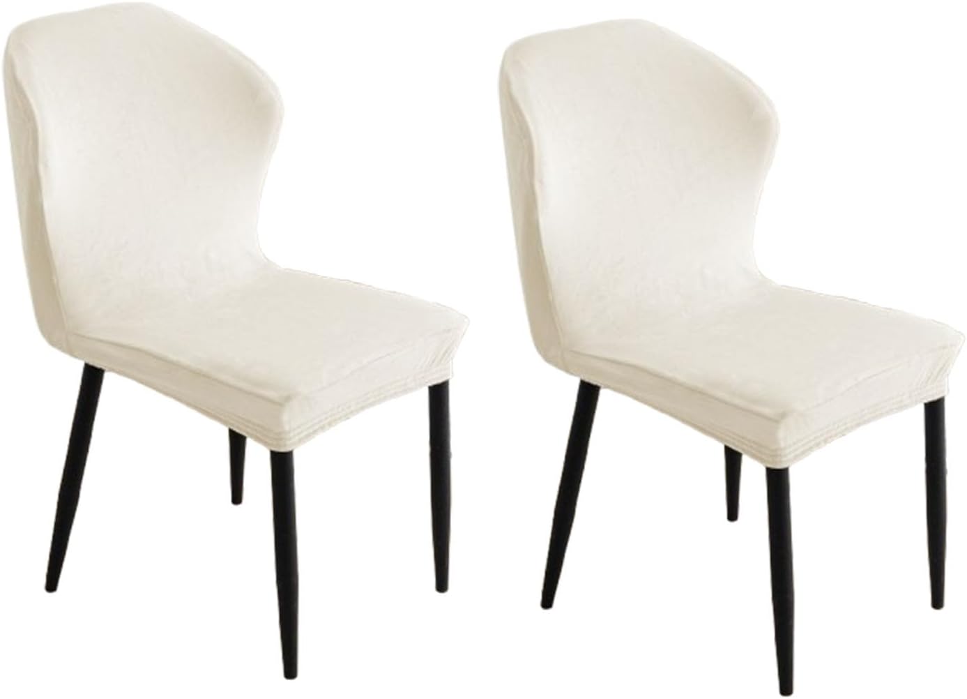 Modern Kitchen Chair Covers Stretch Dining Chair Slipcovers Wingback Side Chair Cover Curved Back Dining Room Chair Covers for Living Room Kitchen Hotel,Cream,2pcs
