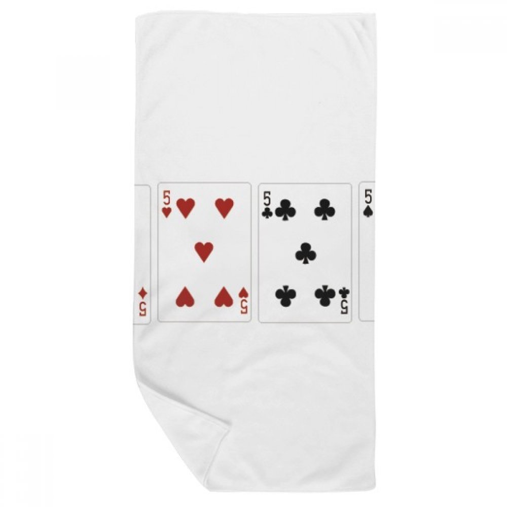 Serviette de bain doux multicolore motif cœur pique carreau trèfle 35x70cm