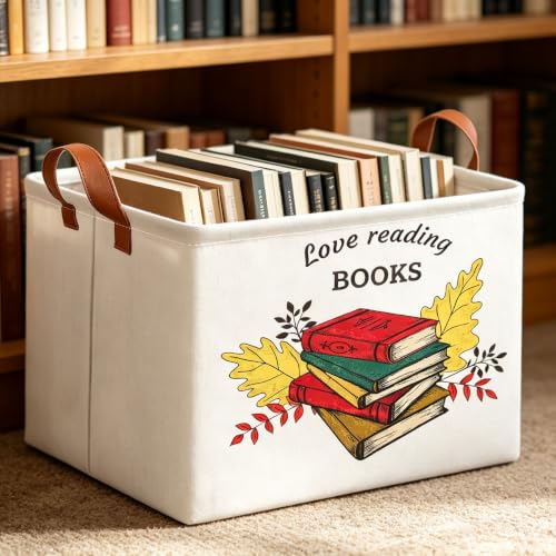 Image of Rectangle Books Storage Basket, Gift Basket Empty with Handles(Books)