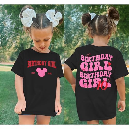 Image of GLIGLITTR 10th Birthday Girls Shirt 10 Year Old Birthday Girl Tshirt Est 2015 Kids Girl Ten Bday Party Short Sleeve Tee Tops