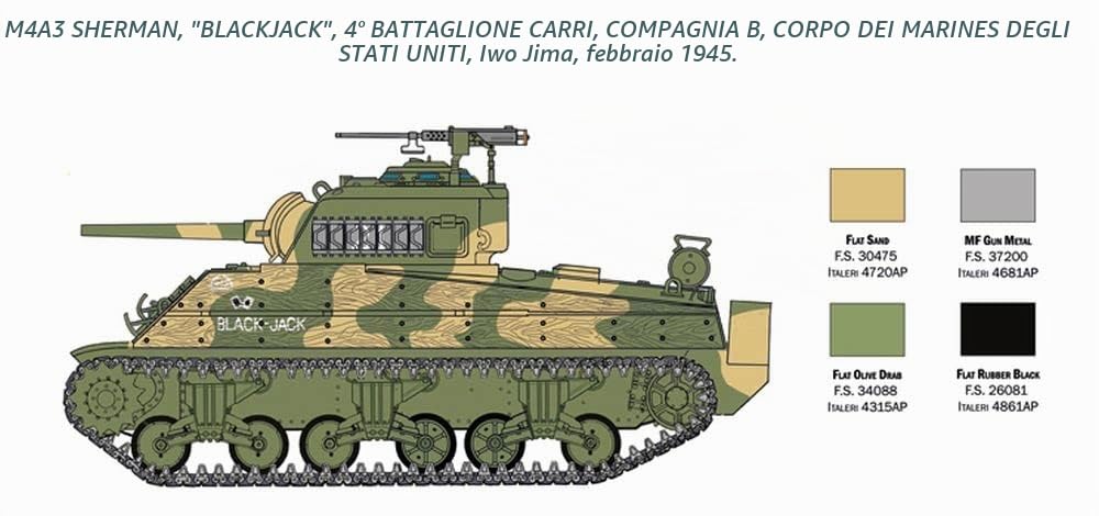 Italeri 6583 M-4 Sherman U.S. Marines Corps, scala 1/35, plastic model kit, modello in plastica da montare, modellismo, mezzi militari