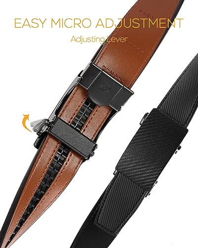 Image of CHAOREN Leather Ratchet Belt for men 1 3 /8 inch for Dress Pants - Micro Adjustable Belt Fit Everywhere