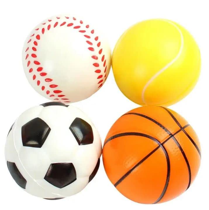 Hero Brands 4-Pack of 2.5 inch Foam Balls for Babies, Stress Balls, Bouncy Balls for Toddlers - Toddler Soccer Ball Playground Balls Basketball Tennis Ball Baseball - Great Kids Gift! 4 PCS