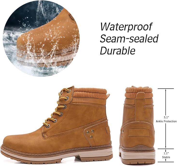 Image of Athlefit Women's Lace-Up Work Hiking Combat Ankle Boots