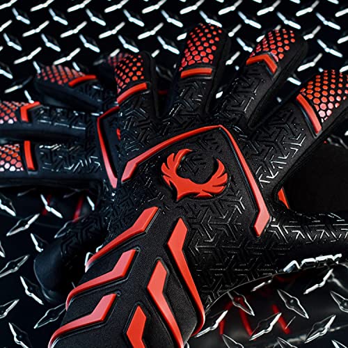 Renegade Gk Apex Phoenix 2.0 Professional Strapless Goalie Gloves | 4Mm Ext Contact Grip | Black & Red Soccer Goalkeeper Gloves (Size 12, Adult, Evo Negative Cut, Level 5.5) #TOP3