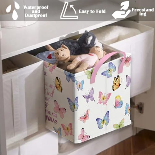 Image of Runtoo Butterfly Baby Basket Nursery Decor Pink Purple Inspirational Quotes Baby Shower Decorations Gift Basket Toddler Toy Box Laundry Hamper Closet Storage Bins