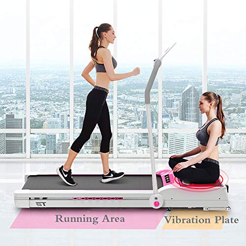 Image of 2-in-1 Treadmill Multi-Function Shock Absorption Mute Mini Electric Walking Machine LED High-Definition Screen Ipad Rack Vibration Plate App Intelligent Map System