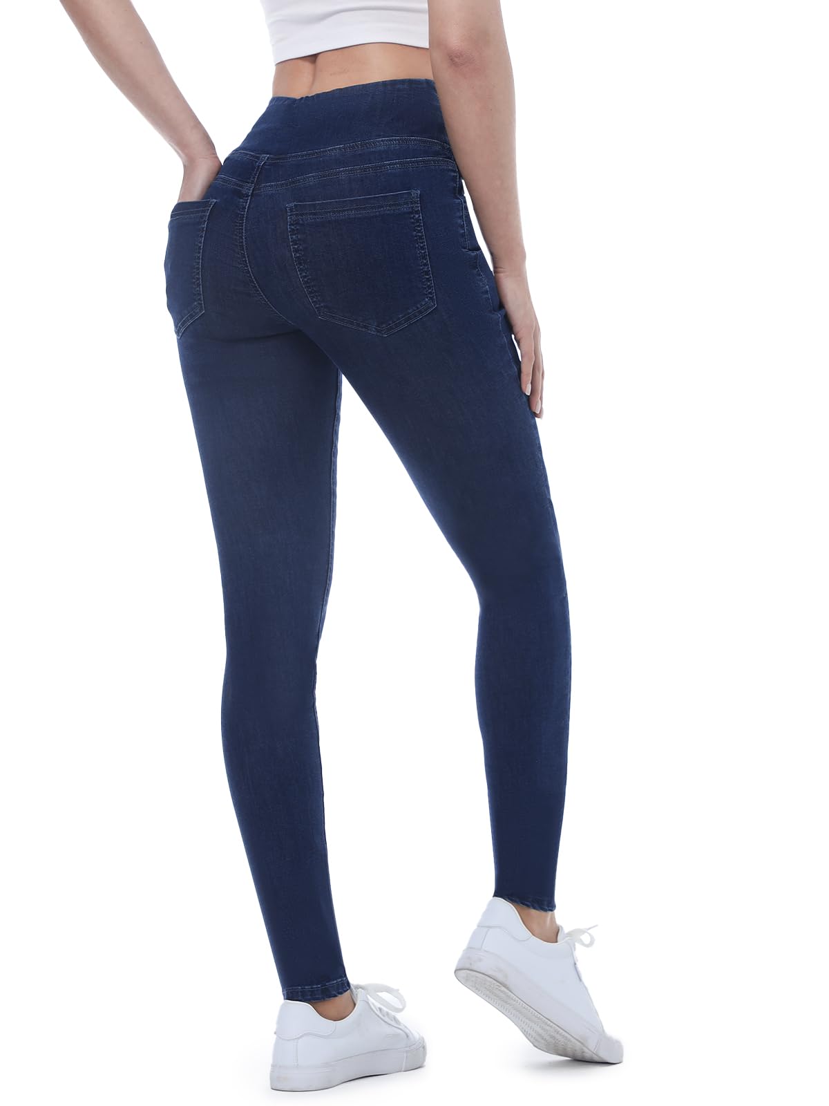 Jean Skinny Femme Taille Elastique,Jeggings Taille Haute avec 4 Poches Extensible Mode Slim Pantalon Stretch Crayon Pantalon