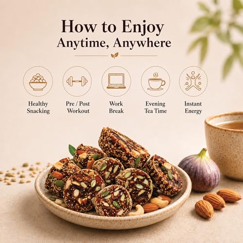 Image of POSHAN POTLI Anjeer and Date Bites 250 gm | Fig Nuts Bites Packed with Nuts and Seeds | Rich in Protein and Energy Naturally Sweet in Fresh | Diabetic-friendly and Healthy Snack