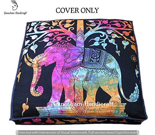 GANESHAM Cama de perro o gato indio boho decoración, boho almohadas hechas por hippie almohadas & ~ cojín puf otomana mandala tapiz mandala tapiz tapiz decorativo, manta almohada inserto