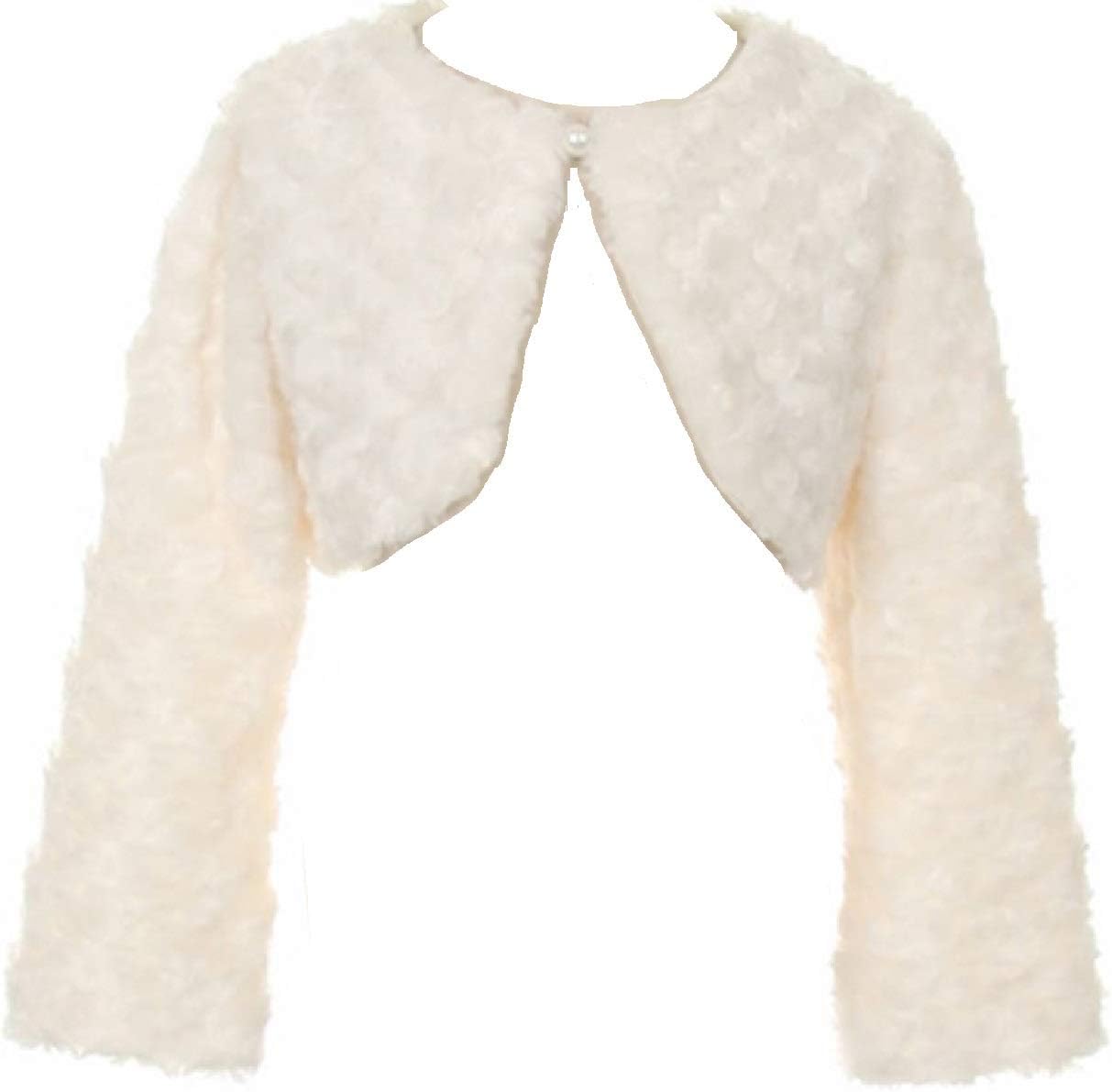 BNY Corner Little Girl Faux Fur Dress Coat Flower Girl Bolero Jacket Winter 2-16