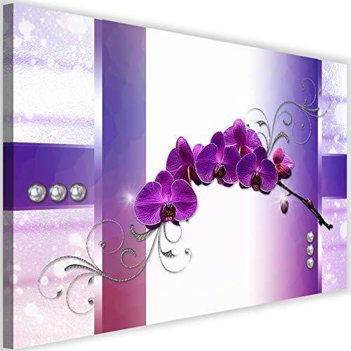 Tableau Orchidée Violette 100x70 cm pour Salon Moderne | Toile Feeby