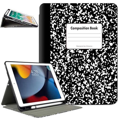 Vimorco for iPad Air 1/2 Case, for iPad 9.7 inch 2017/2018, Premium Leather with Multi-Angle View Stand, for iPad 5th/ 6th Generation Smart Covers with Auto Wake/Sleep,Pencil Holder, Composition Book