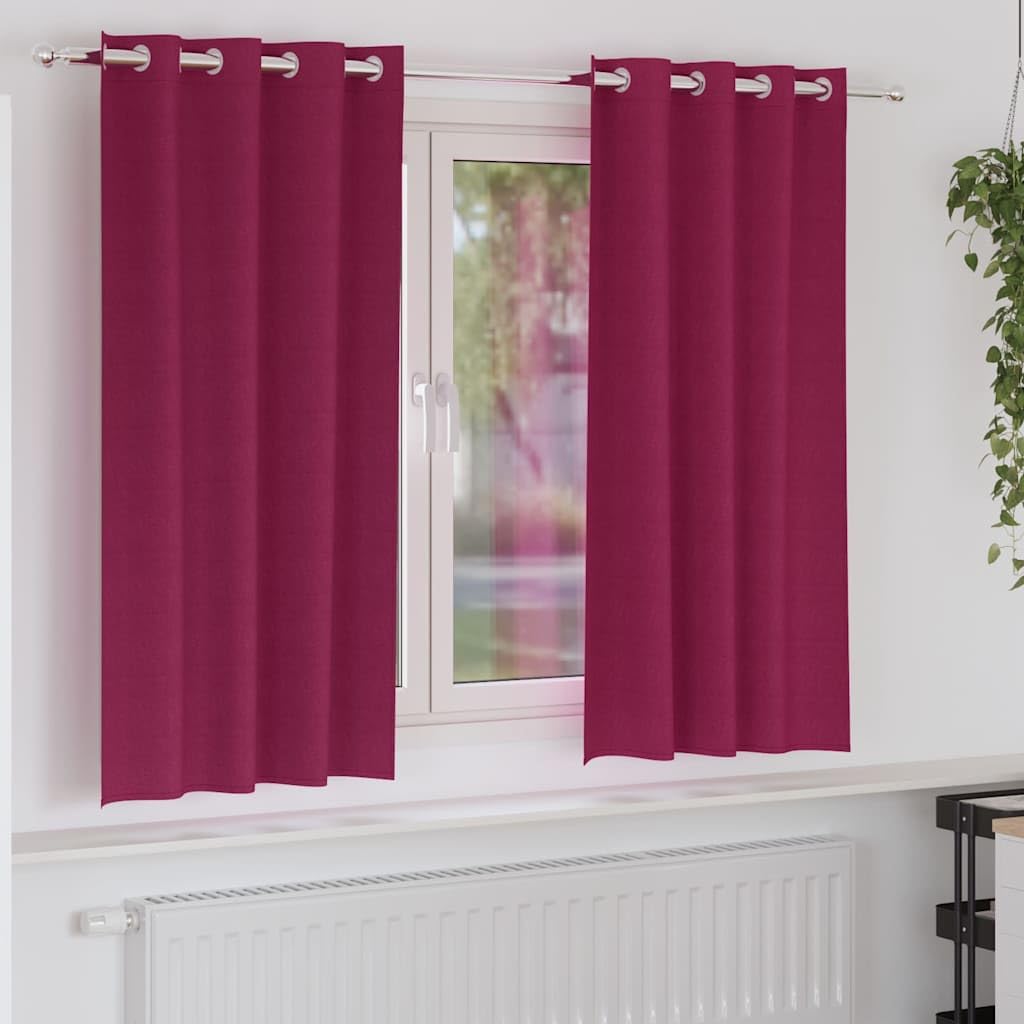 Rideaux occultants bordeaux triple tissage avec anneaux pour chambre et salon