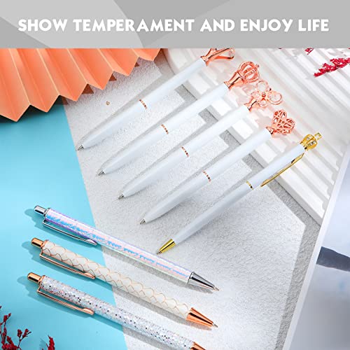 12 Pcs Diamond Pens Metal Liquid Sand Glitter Cute Ballpoint Pen Set Girly Crystal Pen Women Ballpoint Pen Black Ink Ball Point Pen Gift For Women Office Supplies School Wedding Party Desk (White) #TOP1
